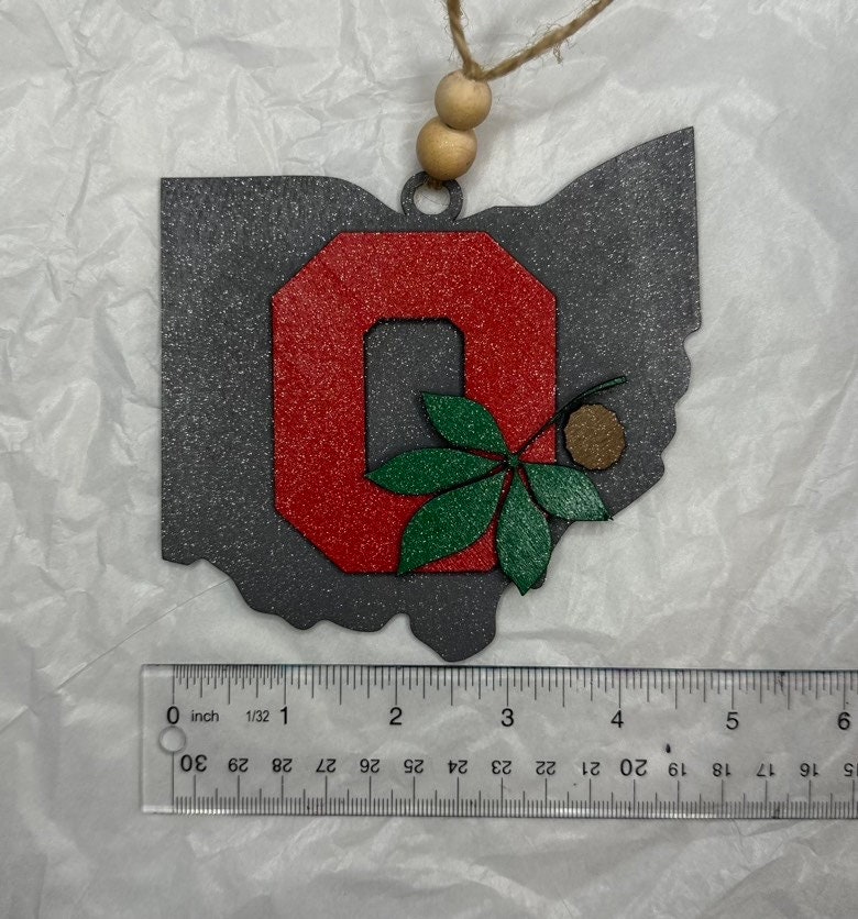 OSU Ornament, Ohio State Buckeye Ornament, OSU Christmas Ornament, OSU Fan gift, Ohio state fan ornament picture
