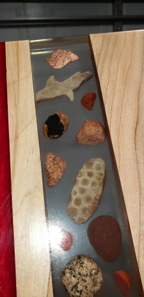 Cherry/Walnut/Maple Red epoxy river + stone serving Charcuterie platter picture