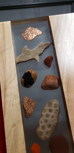 Cherry/Walnut/Maple Red epoxy river + stone serving Charcuterie platter picture