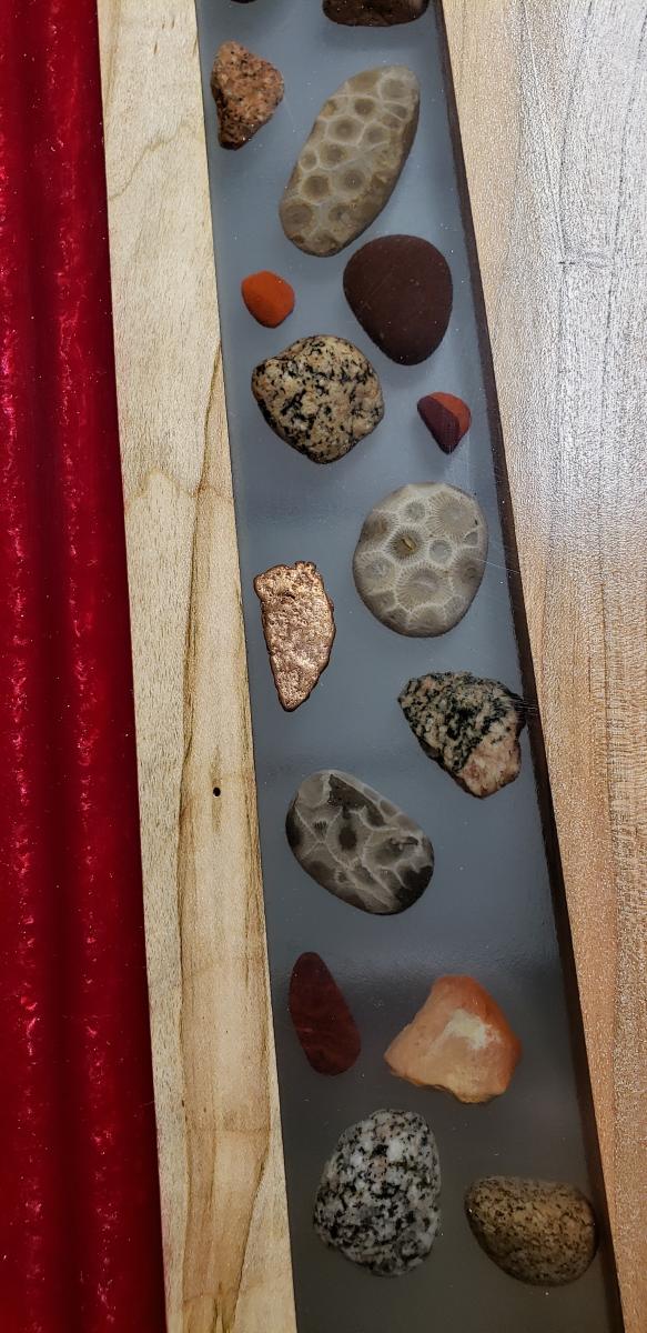 Cherry/Walnut/Maple Red epoxy river + stone serving Charcuterie platter picture