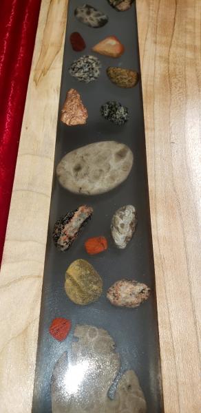 Cherry/Walnut/Maple Red epoxy river + stone serving Charcuterie platter picture