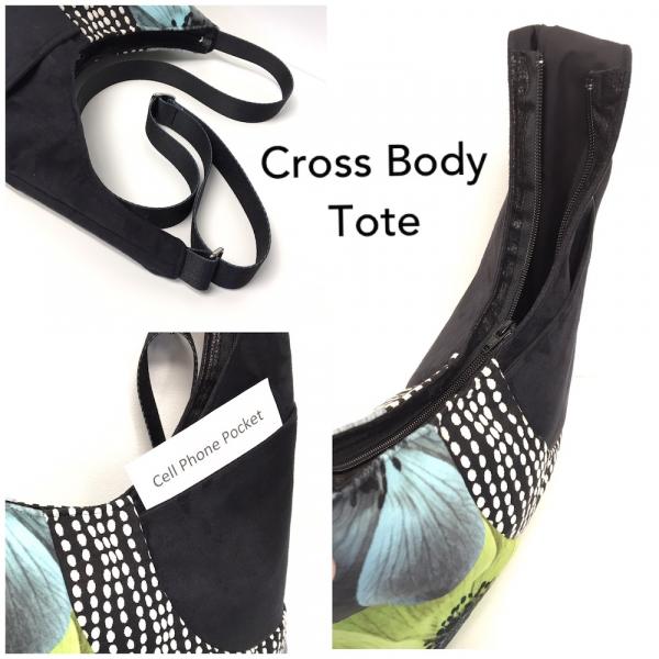 CROSS BODY TOTE Lime Flower Mardi Gras picture