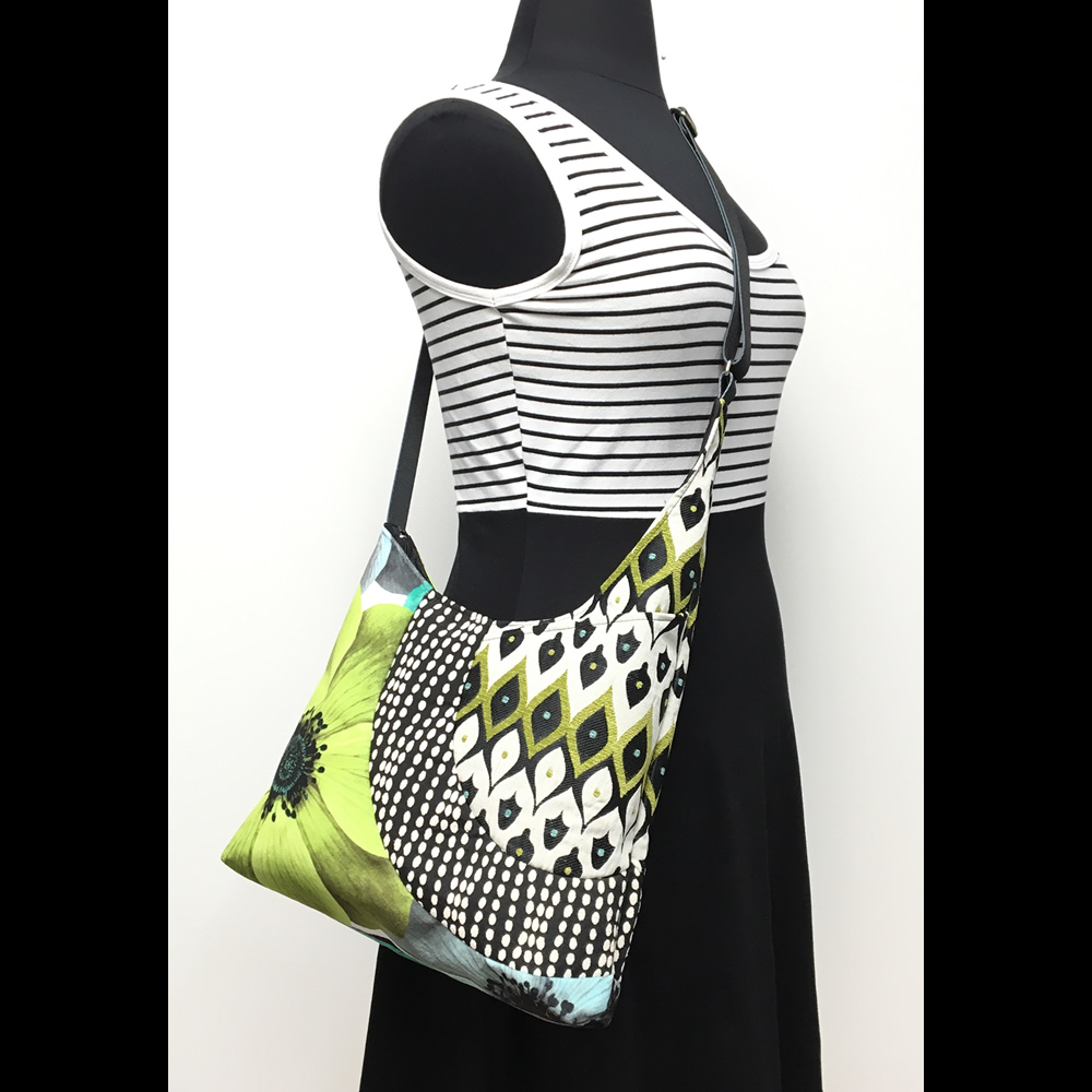 CROSS BODY TOTE Lime Flower Mardi Gras picture