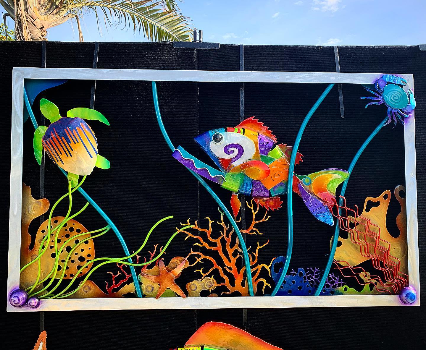 Grouper Fish, Turtle, and Crab Sea Life Wall Sculpture picture