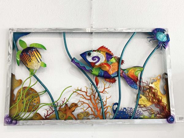 Grouper Fish, Turtle, and Crab Sea Life Wall Sculpture picture