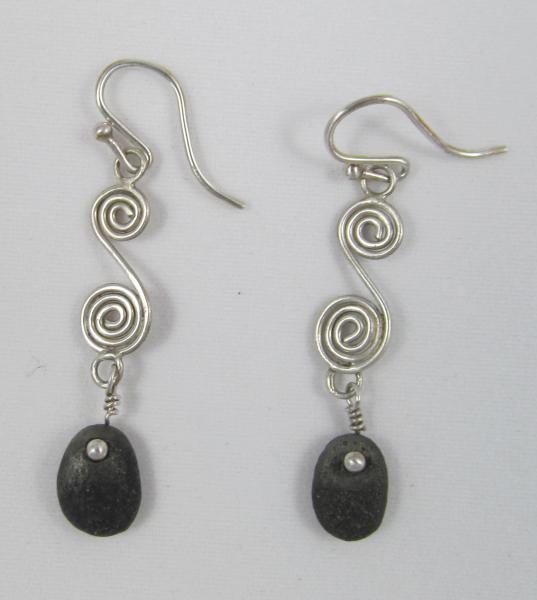 Spiral Pebble earrings   SOLD