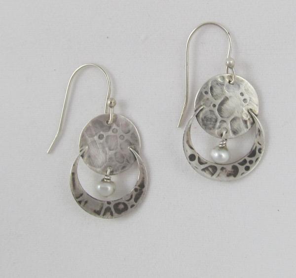 Textured silver with hanging pearl