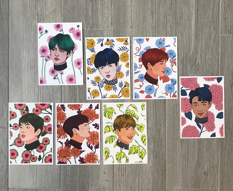 BTS Flower Portrait Prints picture