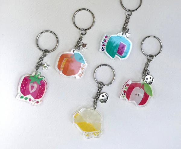 Cube Fruit Keychain Charms