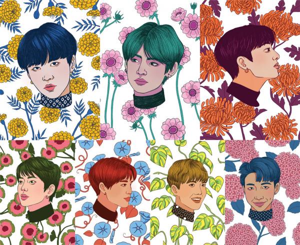 BTS Flower Portrait Prints picture