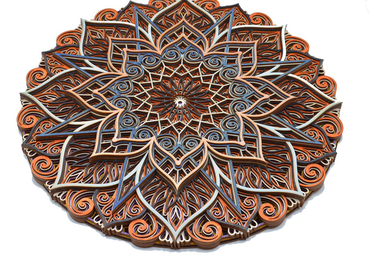 Large Blues and Oranges Mandala #19 picture