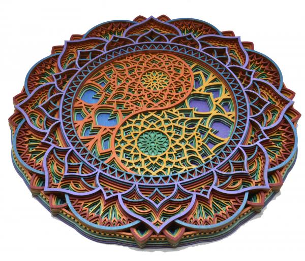 Large Metallic Rainbow Yin Yang Mandala picture