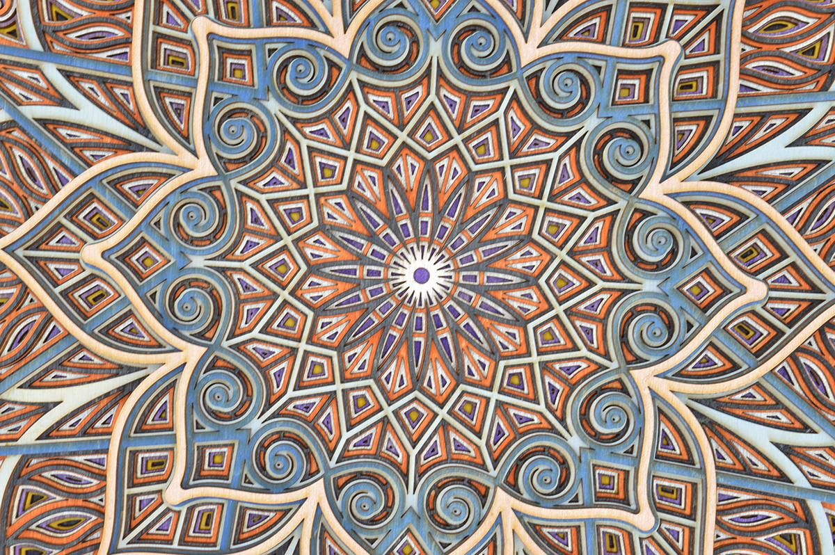 Large Blues and Oranges Mandala #19 picture