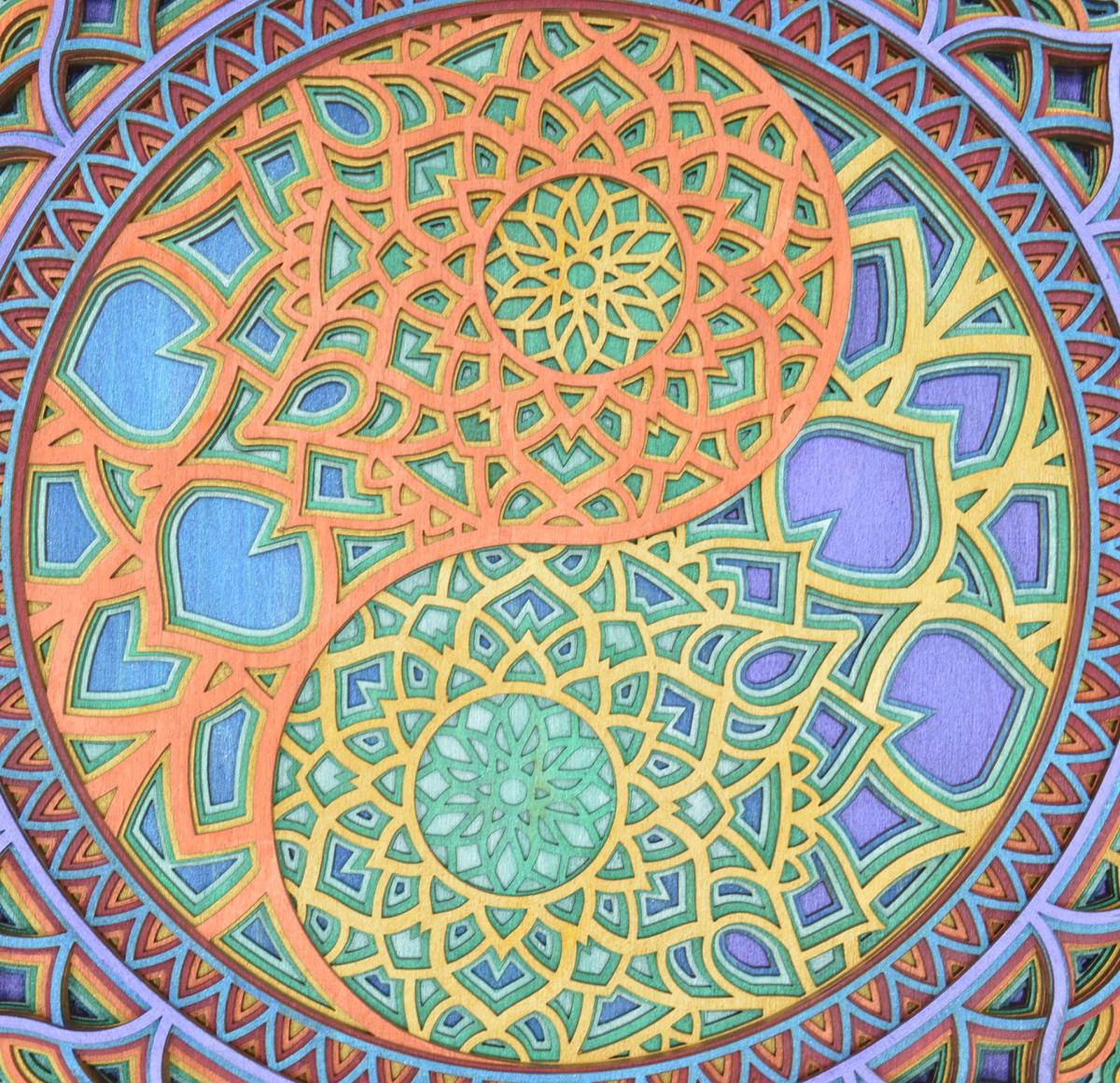 Large Metallic Rainbow Yin Yang Mandala picture