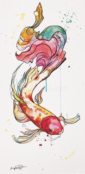 RAINBOW KOI original painting picture