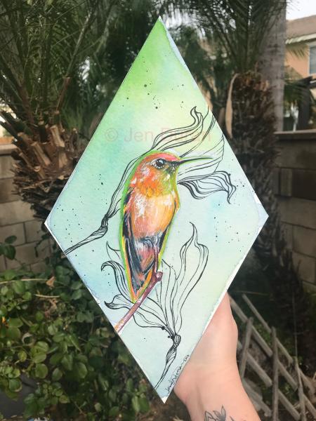 FLORAL HUMMINGBIRD original painting