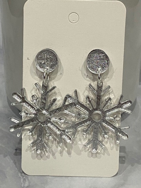 Snowflake Silver Acrylic Earrings