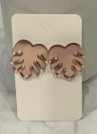 Rose Gold Acrylic Mirror Monstera Palm Earrings