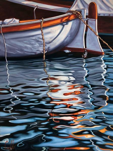 Portofino Boat Reflections LIMITED-EDITION CANVAS GICLEE