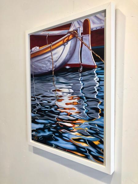 Portofino Boat Reflections Framed Metal Giclee picture