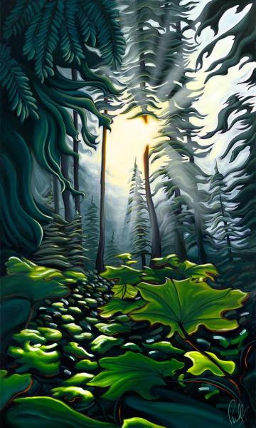 Light in the Forest Framed Metal Giclee
