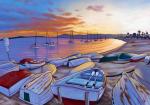 Sunset on San Diego Bay Framed Metal Giclee