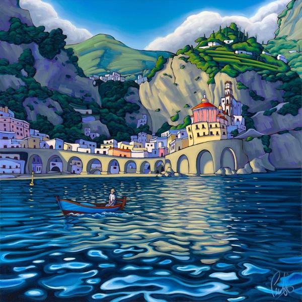 Cruising the Amalfi Framed Metal Giclee