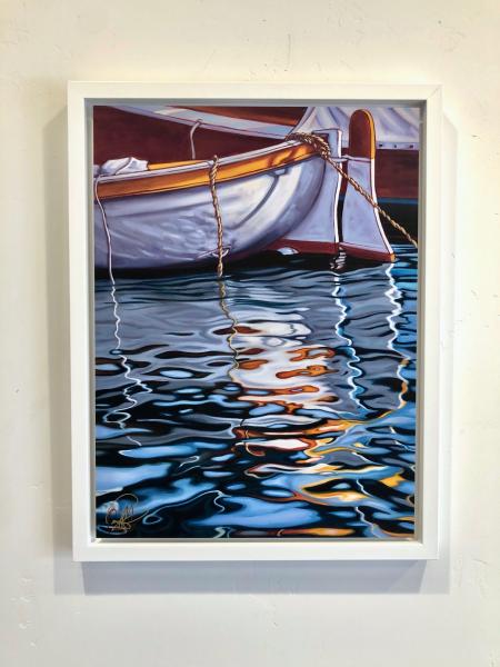 Portofino Boat Reflections Framed Metal Giclee picture