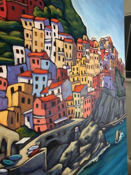 Sunny Days in Cinque Terra Framed Metal Giclee picture