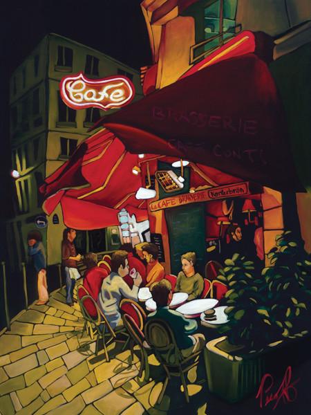 Cafe Conti Framed Metal Giclee