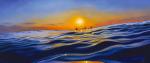 Sunset Surf Framed Metal Giclee