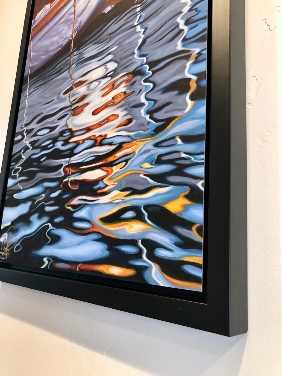 Portofino Boat Reflections Framed Metal Giclee picture