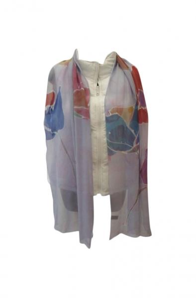 Sky-Blue Poppy Chiffon Silk Scar picture