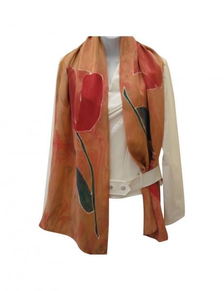 Copper Tulip Silk Charmeuse Scarf picture