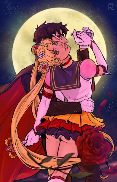 Sailor Moon & Tuxedo Mask - Art Print picture