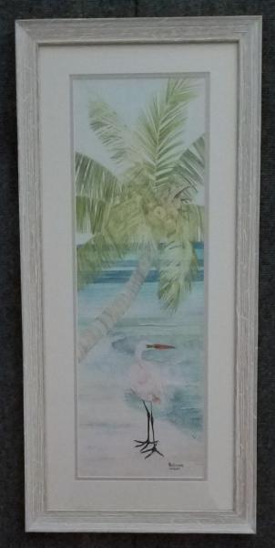 Egret on the Beach, small framed print picture