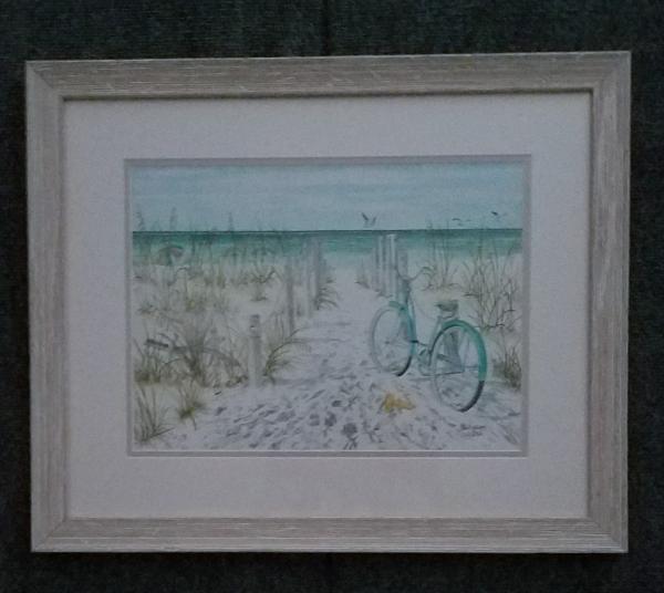 Bicycle on the Beach, framed print picture