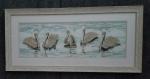 Brown Pelicans, small framed print on water color paper
