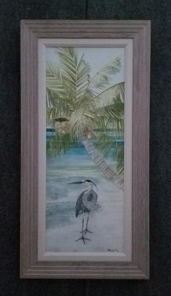 Heron on the Beach, canvas framed print picture