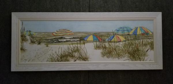 Beach Umbrellas , framed canvas