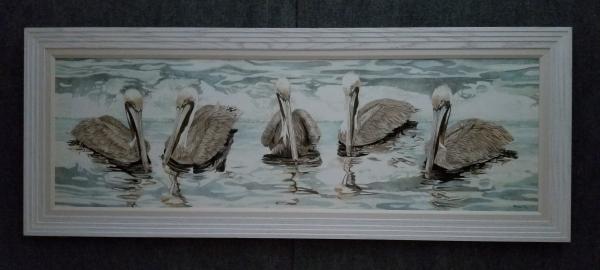 Brown Pelicans, Lg. canvas, framed print