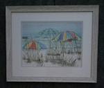 3 Umbrellas in a Row, framed print