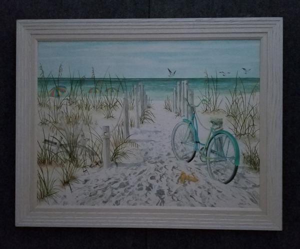 Bicycle on the Beach, framed canvas print