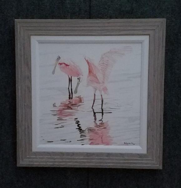 spoonbill Couple, canvas framed print picture