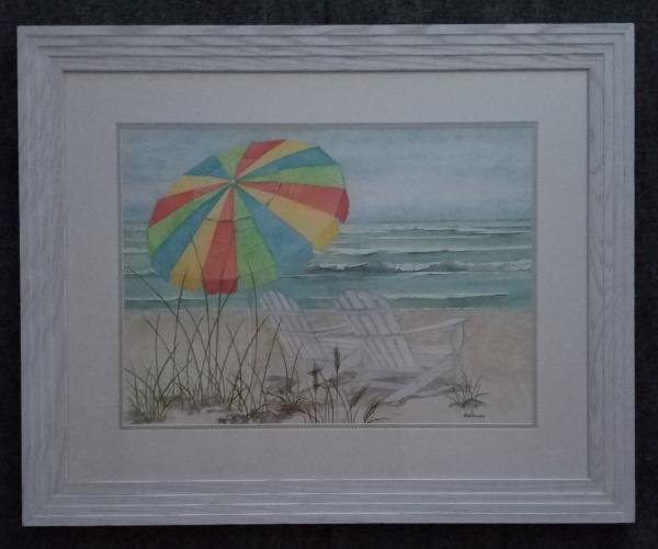 Umbrella with beach Chairs, original