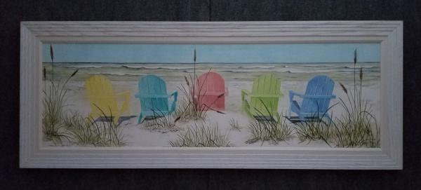 Beach Chairs, framed canvas print picture