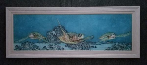 Under Sea Turtles, canvas framed print picture