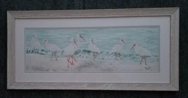 small Ibis on the Beach, framed print picture