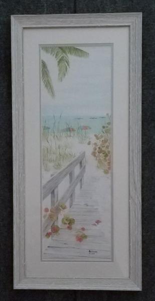 Walkway with Umbrellas, framed print picture