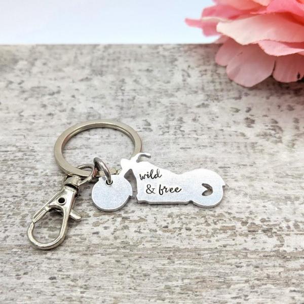 Wild and Free Motorcycle Keychain